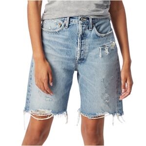 Agolde 90s Bermuda Distressed Denim Cutoff Shorts - 33